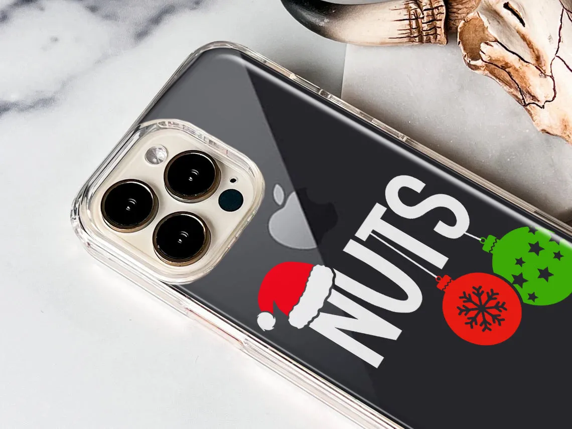 For Apple iPhone XS/X Christmas Funny Couples Chest Nuts Ornaments Design Hybrid Protective Phone Case Cover