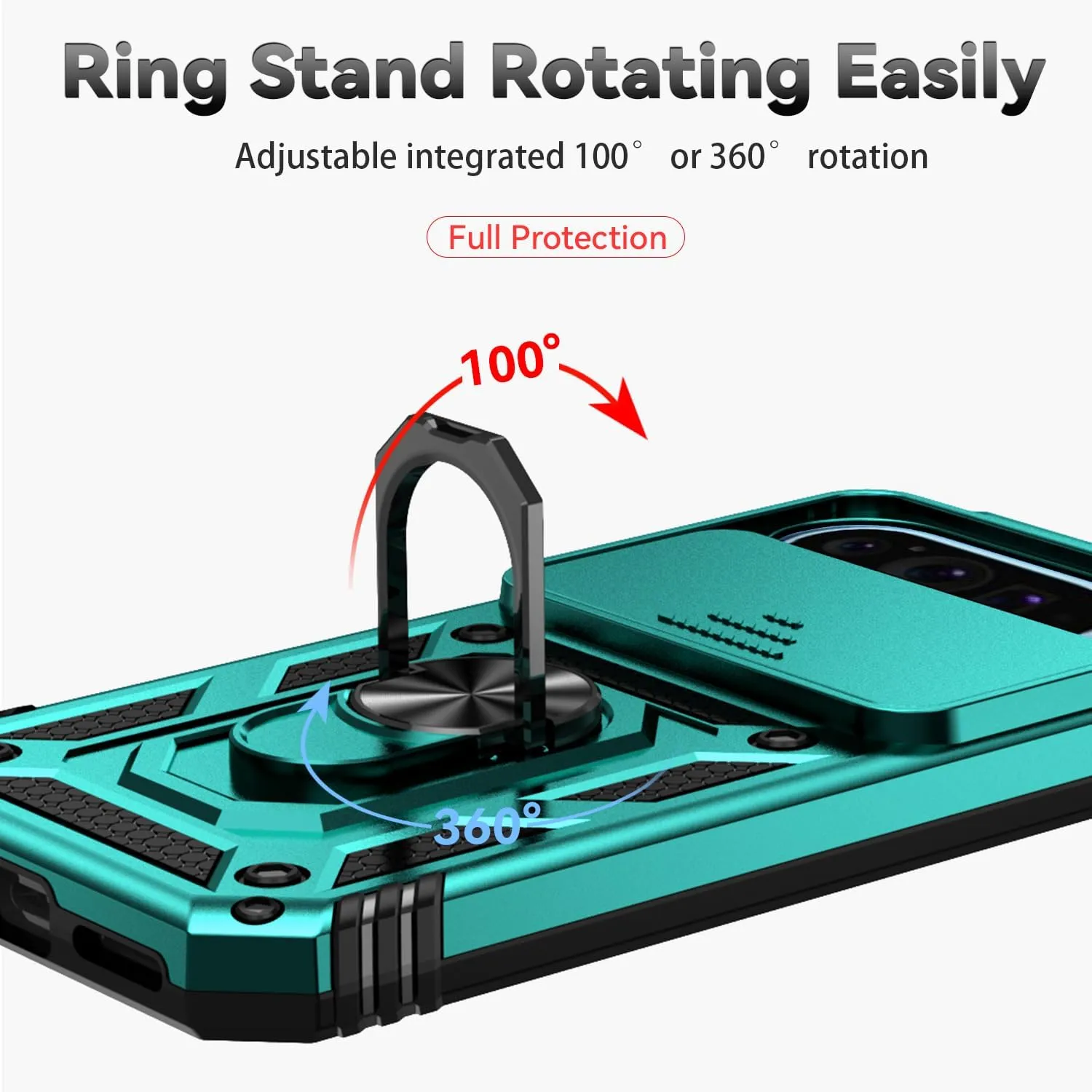 for Google Pixel 9 / Pixel 9 Pro Case with Slide Camera Cover HD Screen Protector [Military Grade Drop Tested] Magnetic Ring Holder Kickstand Protective Phone Case for Google Pixel 9/9 Pro, Mint