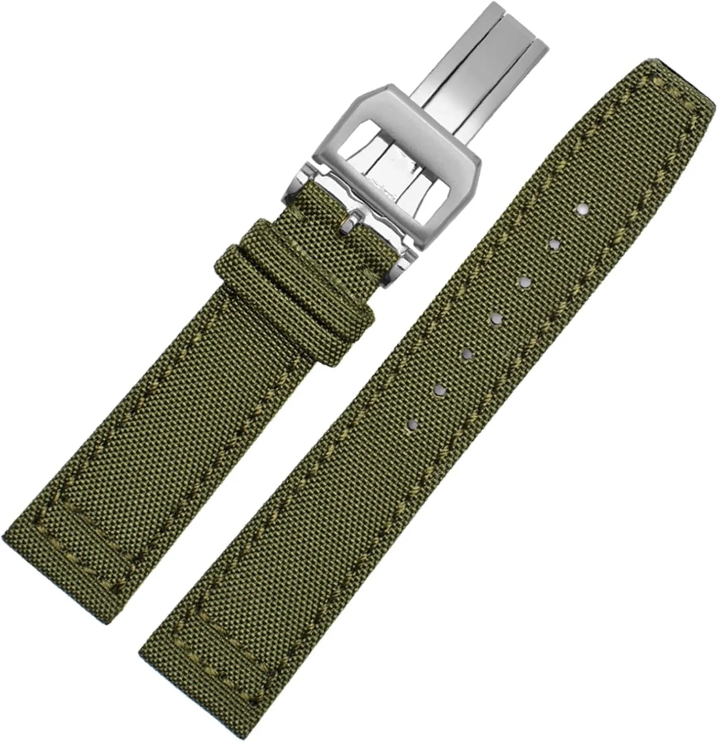for IWC Pilot Spitfire Timezone TopGun Strap Green Black Belts Wristwatch Straps 20mm 21mm 22mm Nylon Canvas Fabric Watch Band (Color : 10mm Gold Clasp, Size : 22mm)
