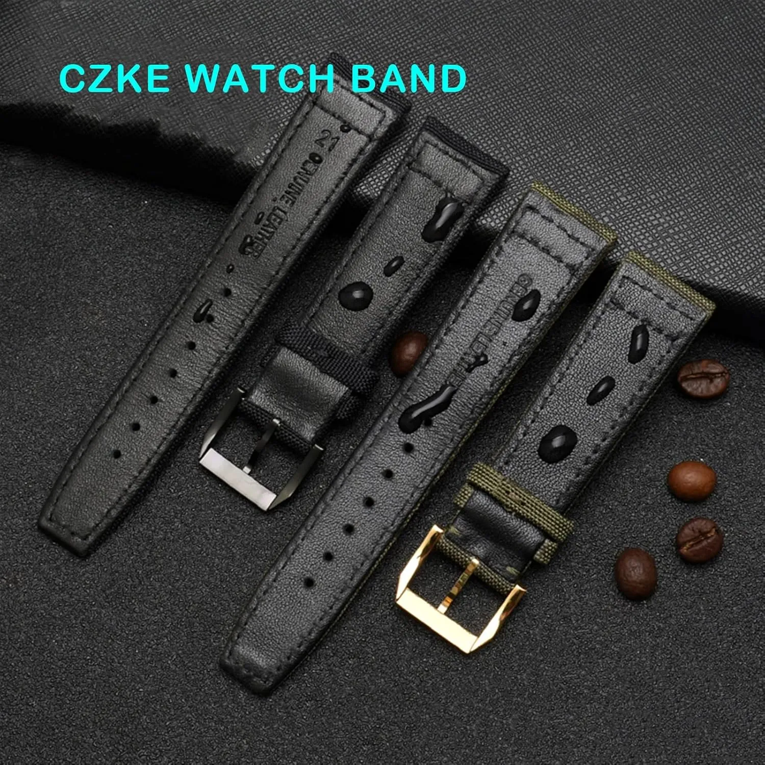 for IWC Pilot Spitfire Timezone TopGun Strap Green Black Belts Wristwatch Straps 20mm 21mm 22mm Nylon Canvas Fabric Watch Band (Color : Black pin Clasp, Size : 20mm)