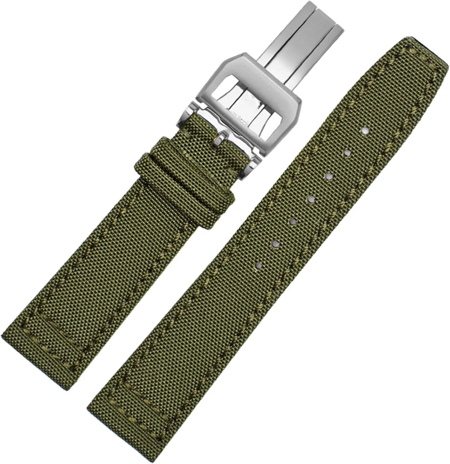 for IWC Pilot Spitfire Timezone TopGun Strap Green Black Belts Wristwatch Straps 20mm 21mm 22mm Nylon Canvas Fabric Watch Band (Color : Black pin Clasp, Size : 20mm)