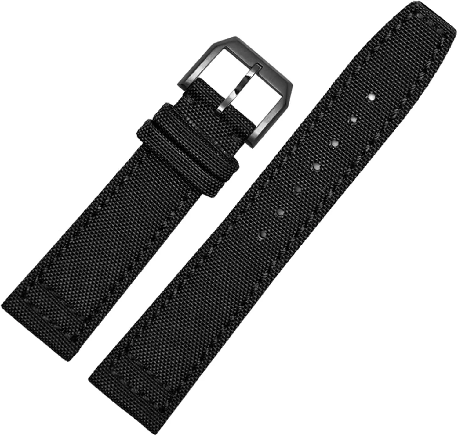 for IWC Pilot Spitfire Timezone TopGun Strap Green Black Belts Wristwatch Straps 20mm 21mm 22mm Nylon Canvas Fabric Watch Band (Color : Black pin Clasp, Size : 20mm)
