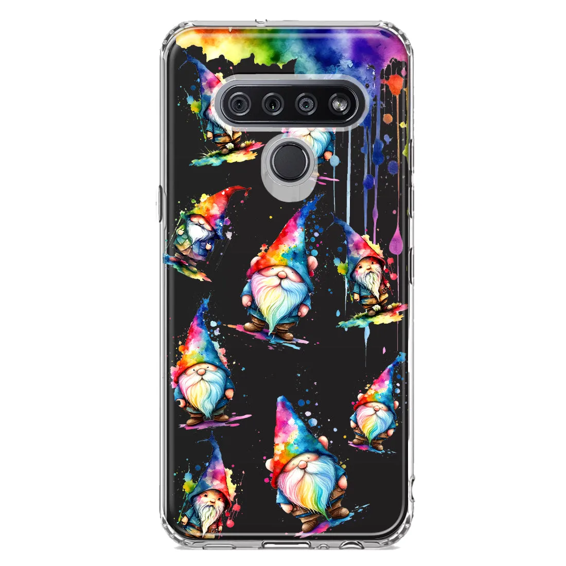 For LG K51 Neon Water Painting Colorful Splash Gnomes Hybrid Protective Phone Case Cover