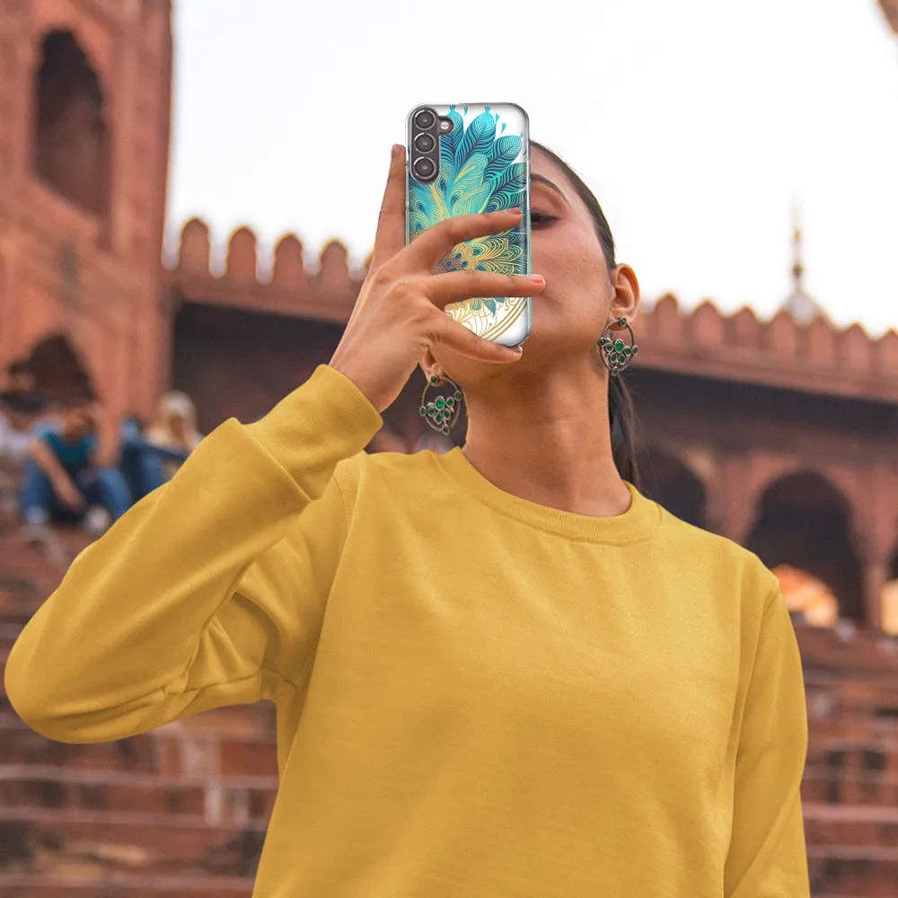 For Motorola Moto G Play 2021 Mandala Geometry Abstract Peacock Feather Pattern Design Hybrid Protective Phone Case Cover