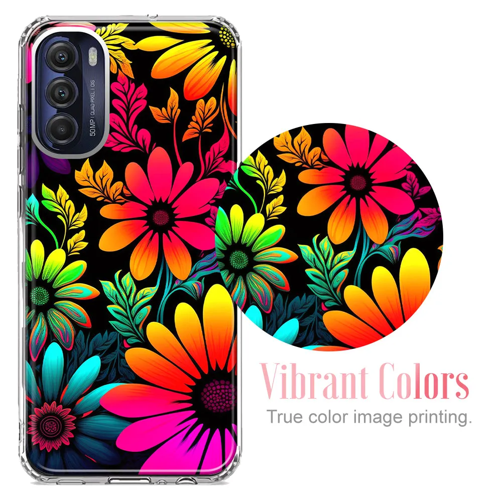 For Motorola Moto G Play 2021 Mandala Geometry Abstract Peacock Feather Pattern Design Hybrid Protective Phone Case Cover