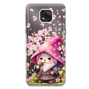 For Motorola Moto G Power 2021 Cute Pink Cherry Blossom Gnome Spring Floral Flowers Double Layer Phone Case Cover