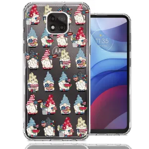 For Motorola Moto G Power 2021 USA Fourth Of July American Summer Cute Gnomes Patriotic Parade Double Layer Phone Case Cover