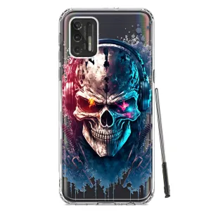 For Motorola Moto G Stylus 2021 Cyberpunk Machine Headphones Skull Double Layer Phone Case Cover