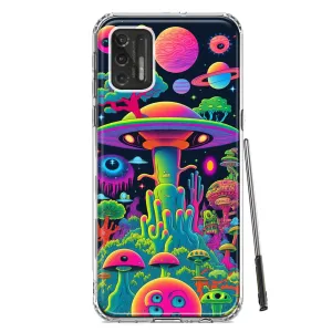 For Motorola Moto G Stylus 2021 Neon Rainbow Psychedelic UFO Alien Planet Hybrid Protective Phone Case Cover