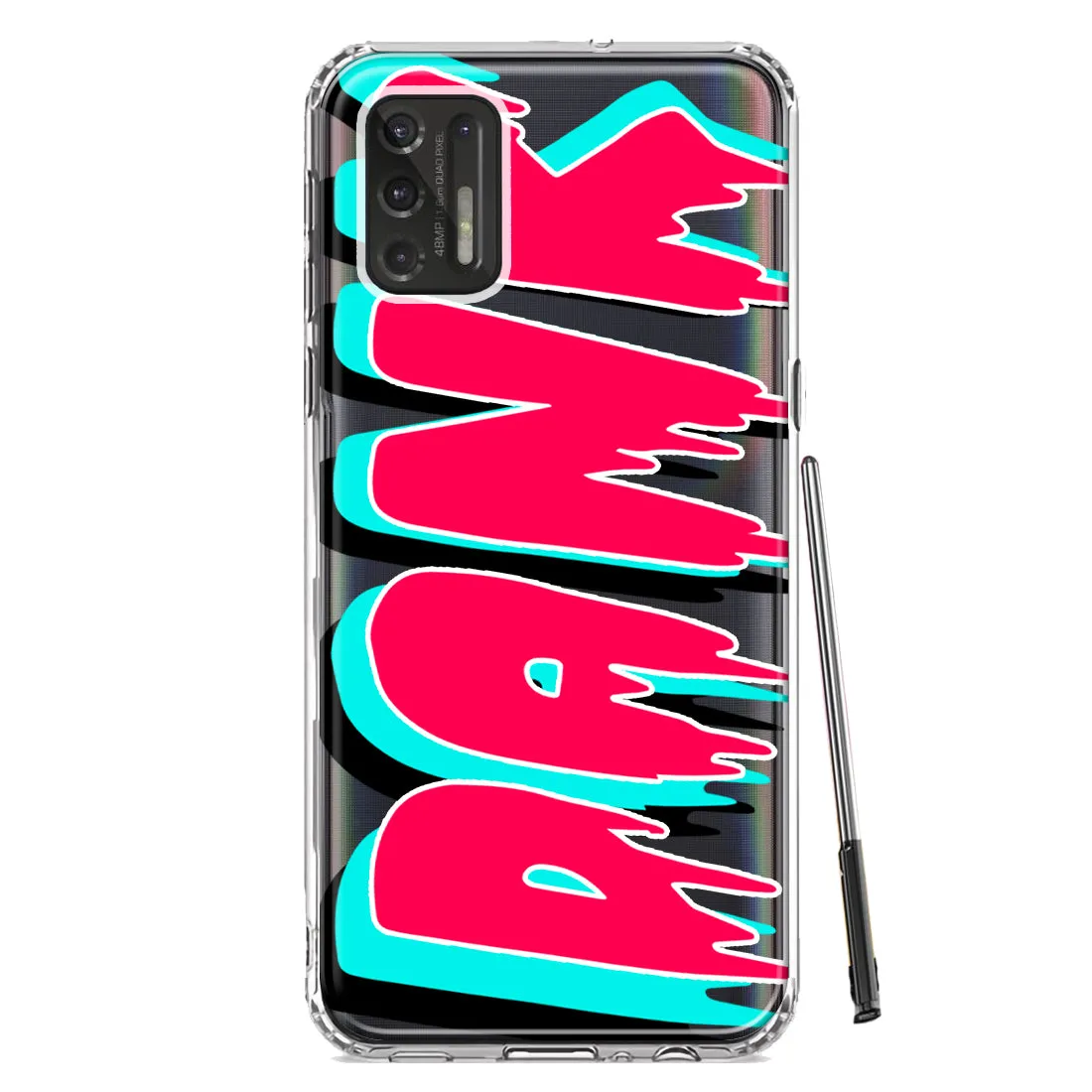 For Motorola Moto G Stylus 2021 Teal Pink Clear Funny Text Quote Dank Design Hybrid Protective Phone Case Cover