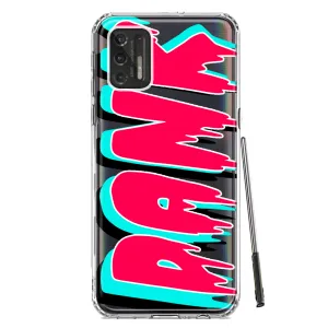 For Motorola Moto G Stylus 2021 Teal Pink Clear Funny Text Quote Dank Design Hybrid Protective Phone Case Cover