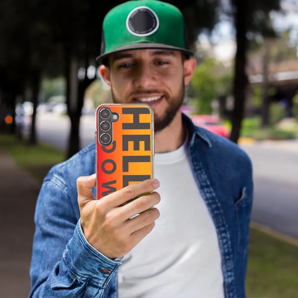 For Motorola One 5G Ace Orange Clear Funny Text Quote Hella Down Design Hybrid Protective Phone Case Cover