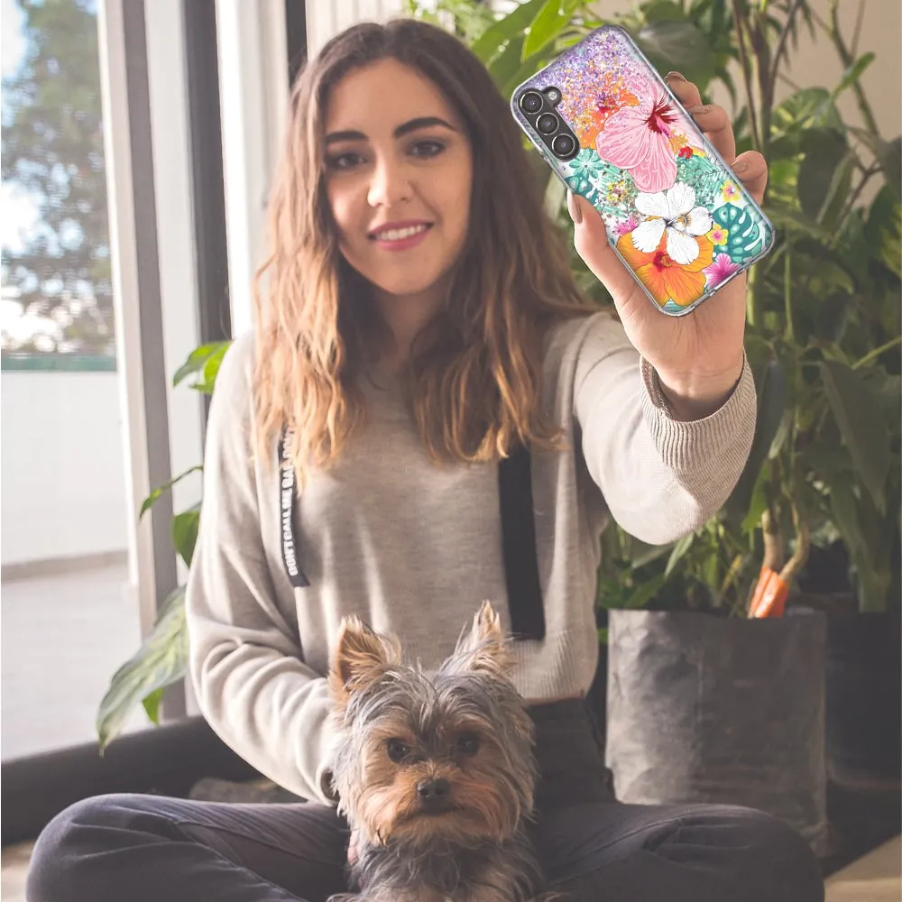 For Motorola One 5G Hawaiian Vibes Hibiscus Flowers Monstera Vacation Summer Design Hybrid Protective Phone Case Cover