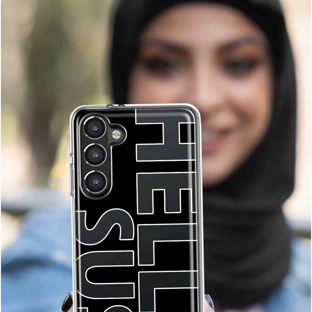 For Samsung Galaxy A01 Black Clear Funny Text Quote Hella Sus Design Hybrid Protective Phone Case Cover