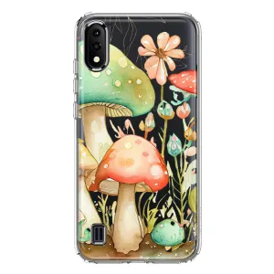 For Samsung Galaxy A01 Fairy Tale Watercolor Mushrooms Pastel Spring Flowers Floral Design Hybrid Protective Phone Case Cover