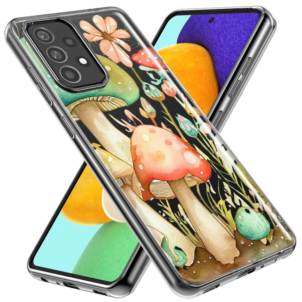 For Samsung Galaxy A01 Fairy Tale Watercolor Mushrooms Pastel Spring Flowers Floral Design Hybrid Protective Phone Case Cover