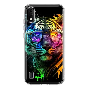 For Samsung Galaxy A01 Neon Rainbow Swag Tiger Hybrid Protective Phone Case Cover