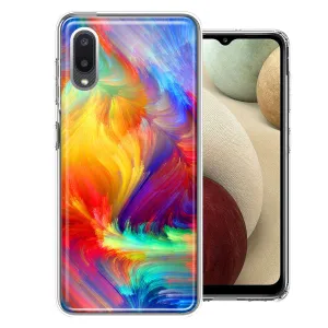 For Samsung Galaxy A02 Colorful Feather Paint Double Layer Phone Case Cover