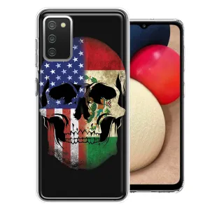For Samsung Galaxy A02S US Mexico Flag Skull Double Layer Phone Case Cover