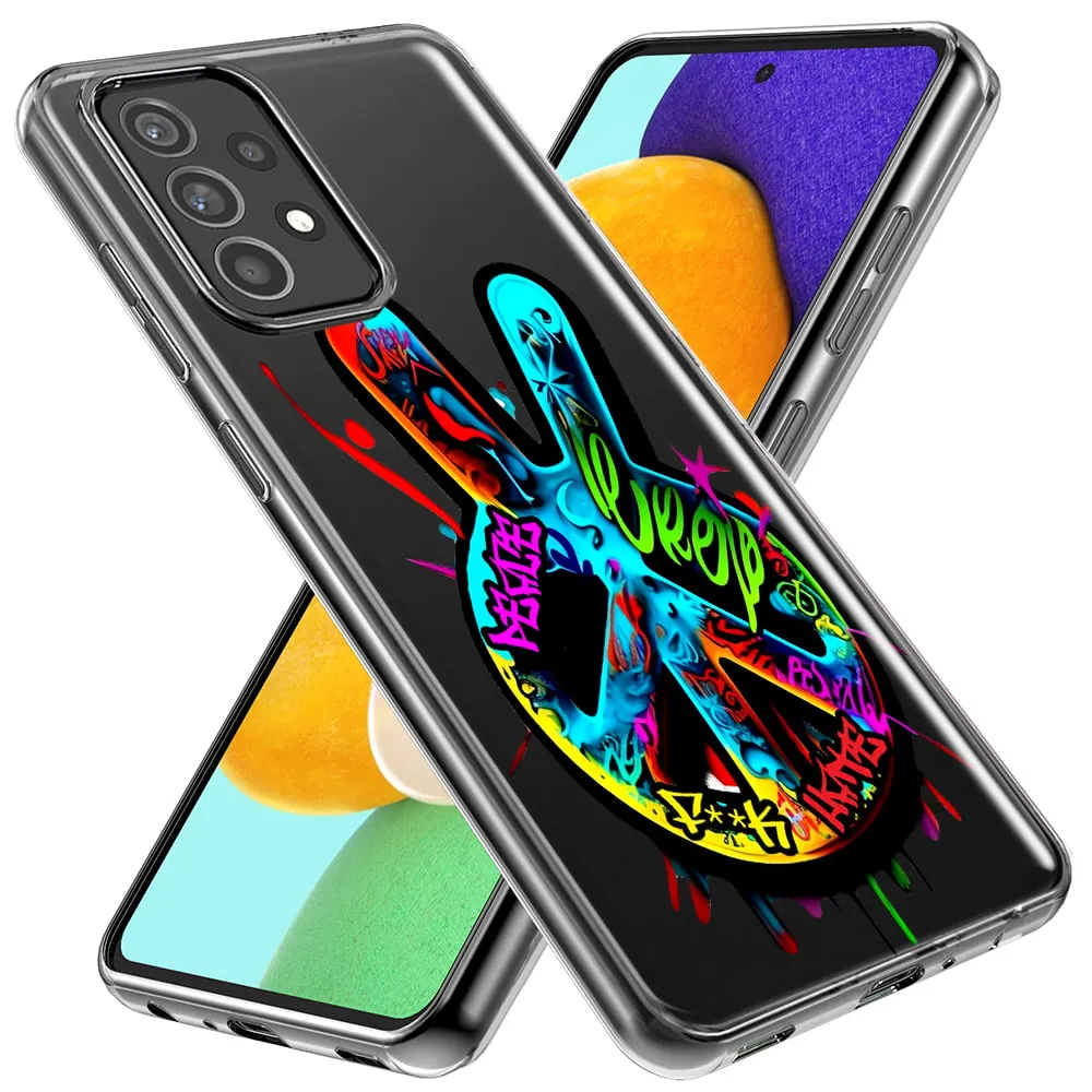 For Samsung Galaxy A03S Peace Graffiti Painting Art Design Hybrid Protective Phone Case Cover
