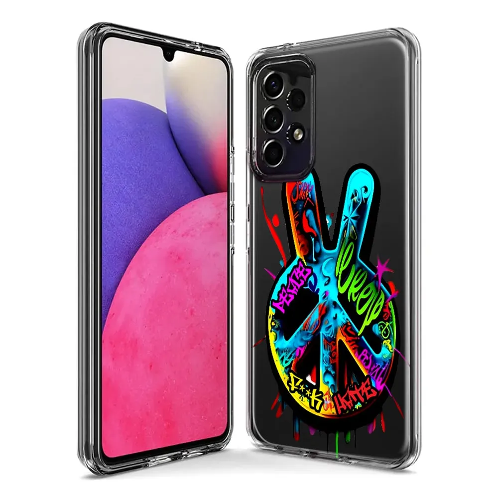 For Samsung Galaxy A03S Peace Graffiti Painting Art Design Hybrid Protective Phone Case Cover