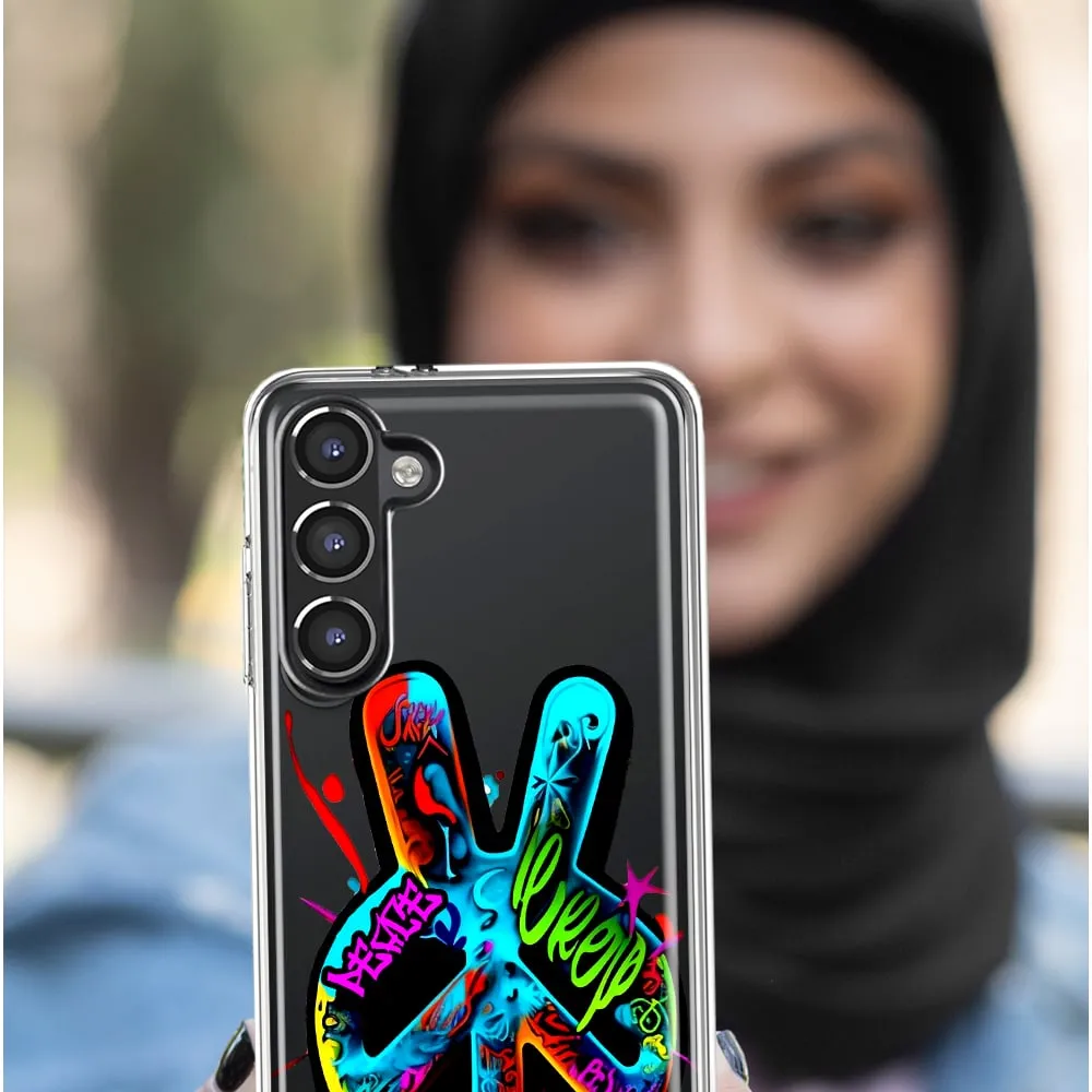 For Samsung Galaxy A03S Peace Graffiti Painting Art Design Hybrid Protective Phone Case Cover