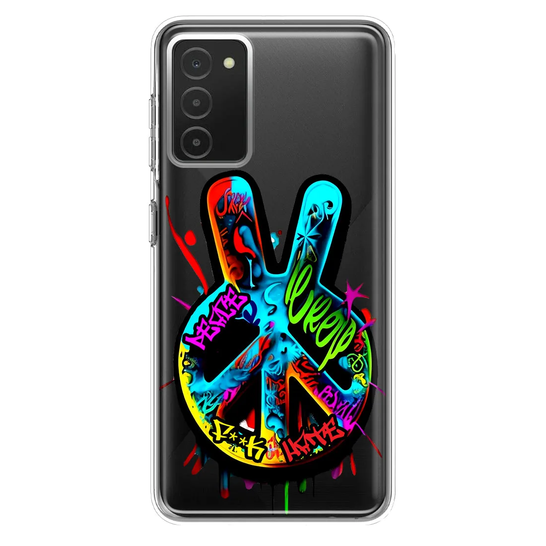 For Samsung Galaxy A03S Peace Graffiti Painting Art Design Hybrid Protective Phone Case Cover