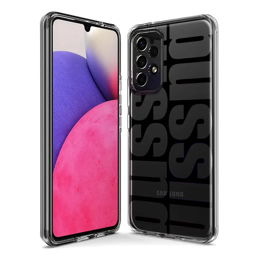 For Samsung Galaxy A11 Black Clear Funny Text Quote Bussin Design Hybrid Protective Phone Case Cover