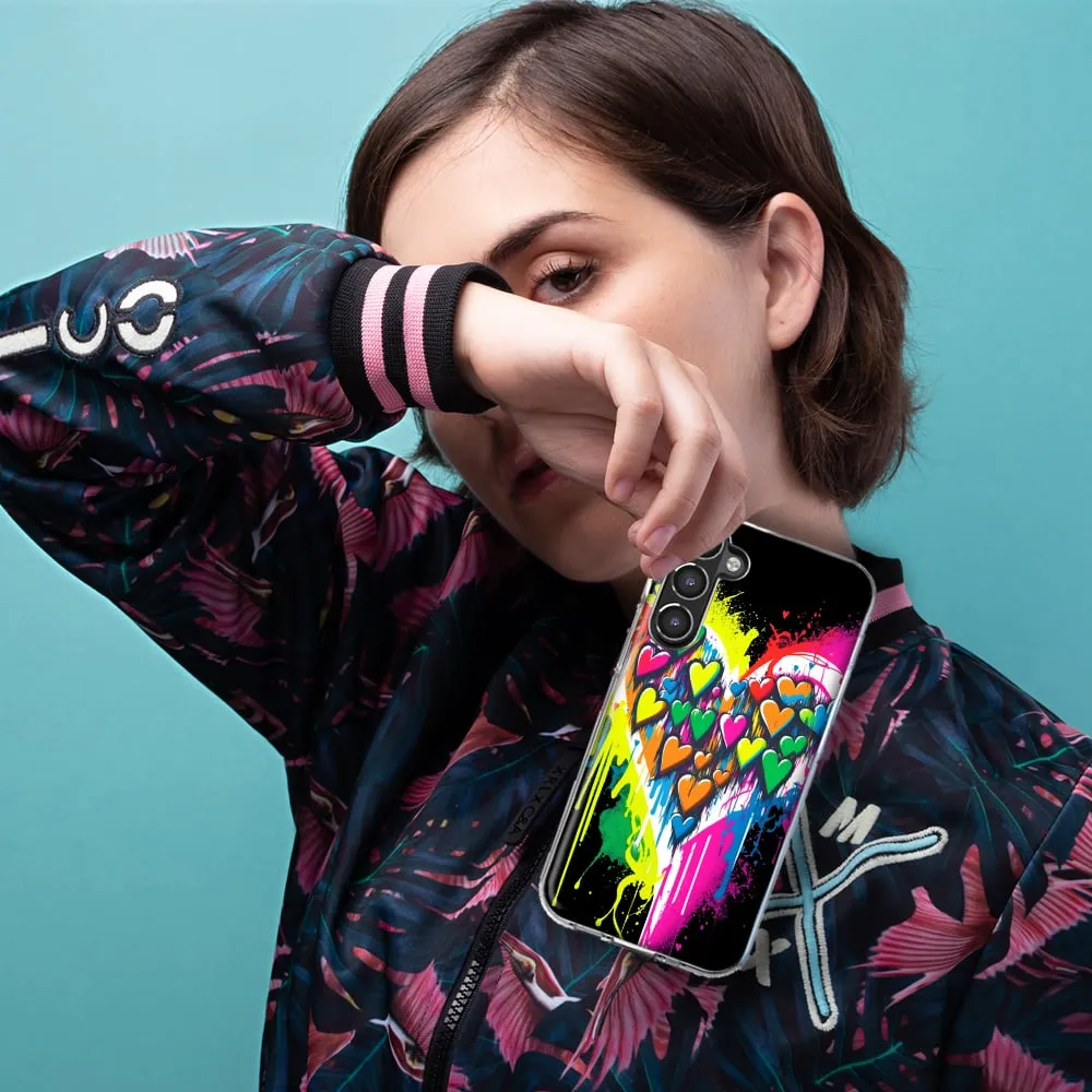 For Samsung Galaxy A13 Colorful Rainbow Hearts Love Graffiti Painting Design Hybrid Protective Phone Case Cover