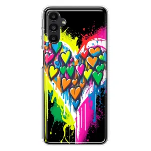 For Samsung Galaxy A13 Colorful Rainbow Hearts Love Graffiti Painting Design Hybrid Protective Phone Case Cover