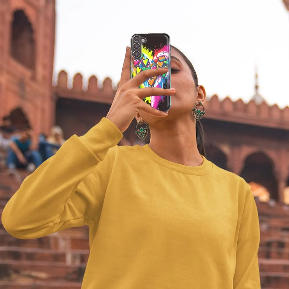 For Samsung Galaxy A13 Colorful Rainbow Hearts Love Graffiti Painting Design Hybrid Protective Phone Case Cover