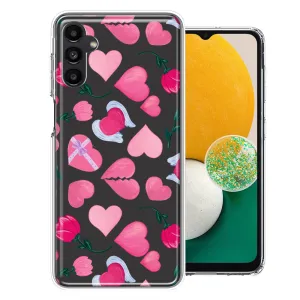 For Samsung Galaxy A13 Pretty Valentines Day Hearts Chocolate Candy Angel Flowers Double Layer Phone Case Cover