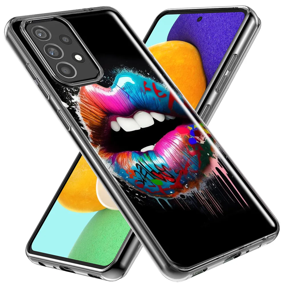 For Samsung Galaxy A31 Colorful Lip Graffiti Painting Art Design Hybrid Protective Phone Case Cover
