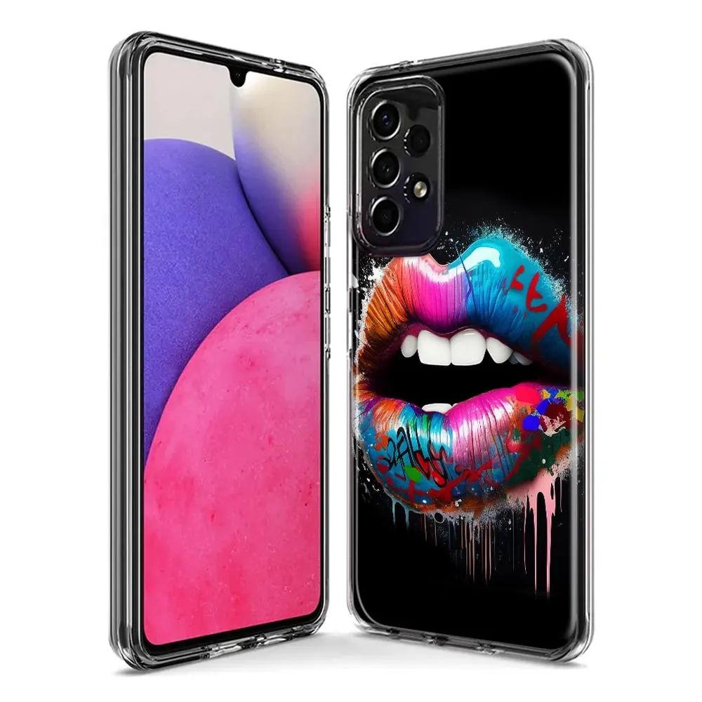For Samsung Galaxy A31 Colorful Lip Graffiti Painting Art Design Hybrid Protective Phone Case Cover