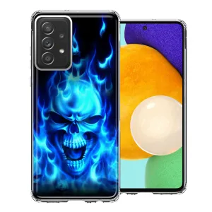 For Samsung Galaxy A33 Blue Flaming Skull Double Layer Phone Case Cover
