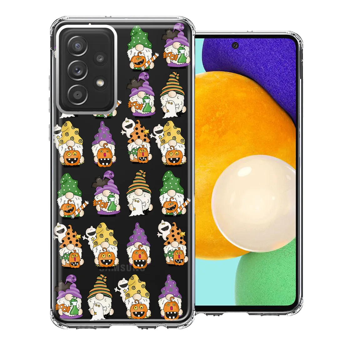 For Samsung Galaxy A33 Spooky Halloween Gnomes Cute Characters Holiday Seasonal Pumpkins Candy Ghosts Double Layer Phone Case Cover