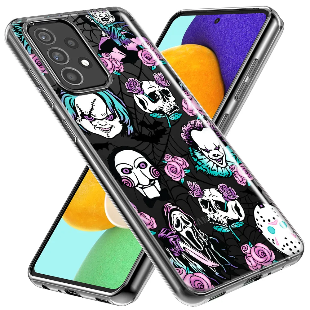 For Samsung Galaxy A51 Roses Halloween Spooky Horror Characters Spider Web Design Hybrid Protective Phone Case Cover