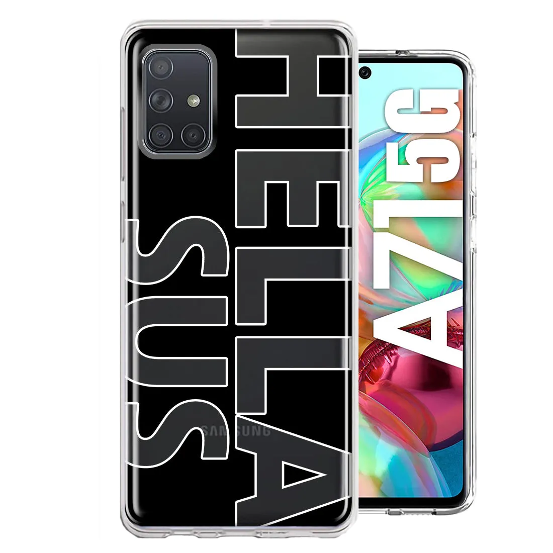 For Samsung Galaxy A71 4G Black Clear Funny Text Quote Hella Sus Design Hybrid Protective Phone Case Cover