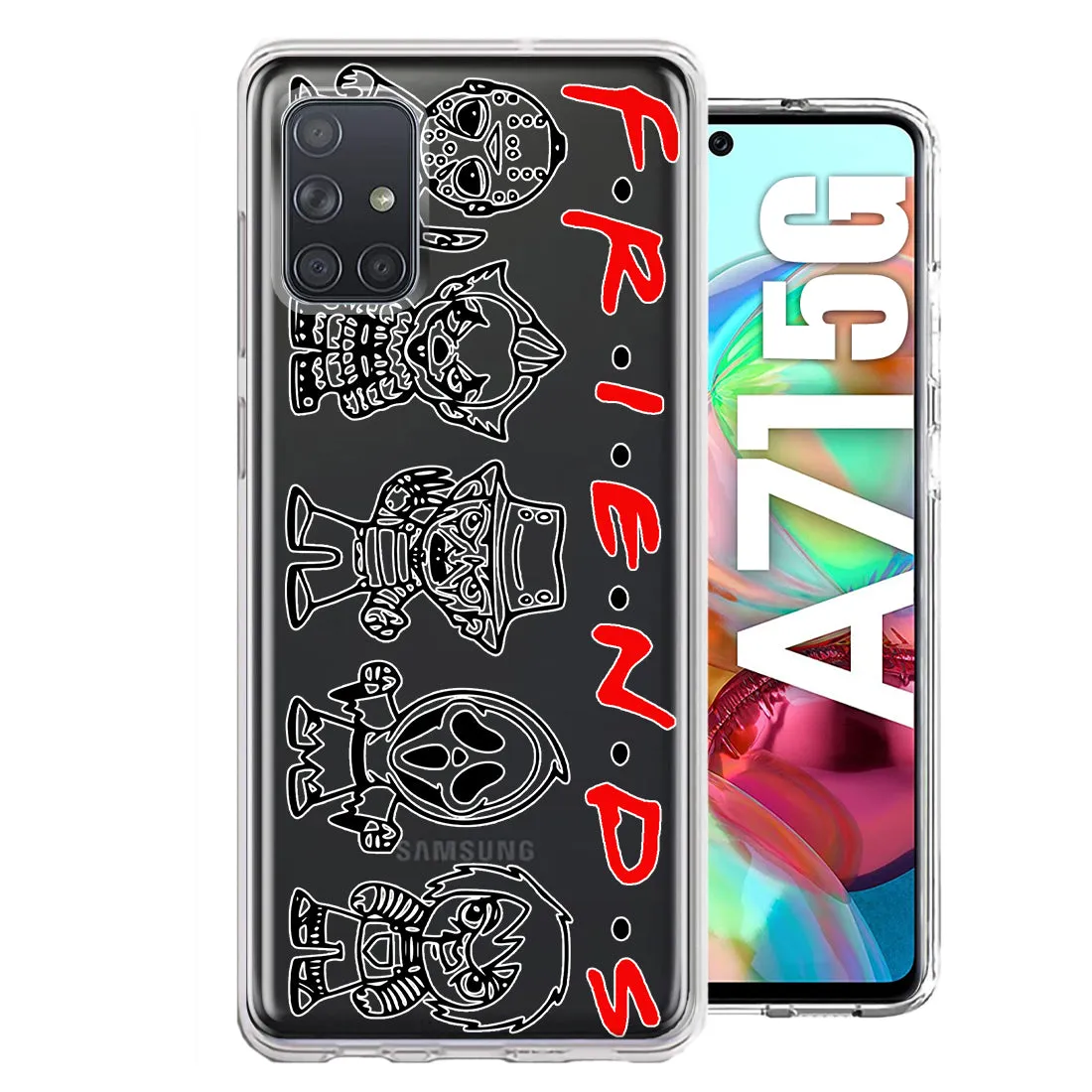 For Samsung Galaxy A71 4G Cute Halloween Spooky Horror Scary Characters Friends Design Hybrid Protective Phone Case Cover