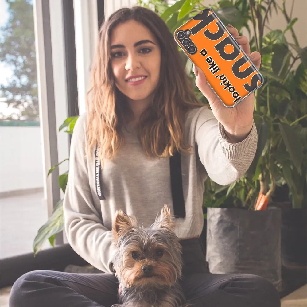 For Samsung Galaxy A71 4G Orange Clear Funny Text Quote Snack Design Hybrid Protective Phone Case Cover