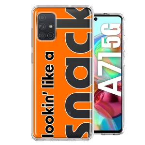 For Samsung Galaxy A71 4G Orange Clear Funny Text Quote Snack Design Hybrid Protective Phone Case Cover
