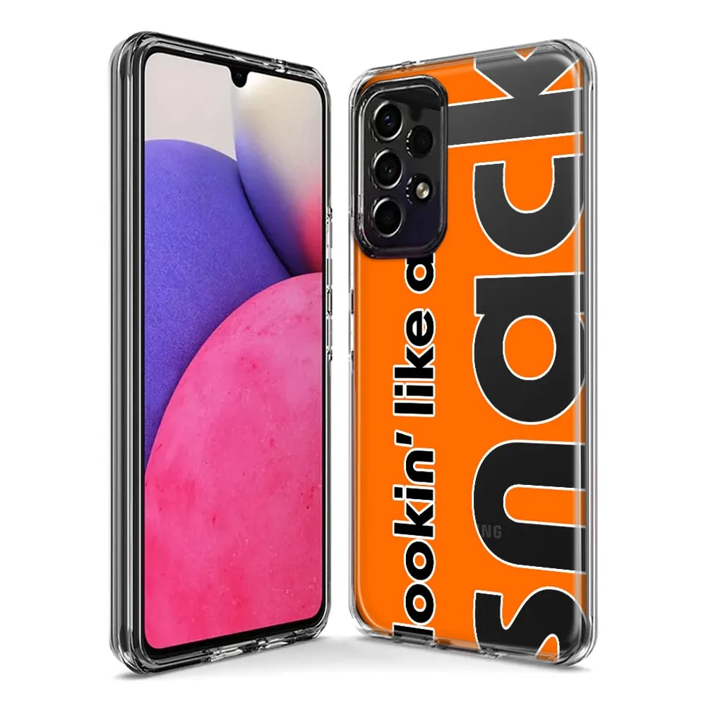 For Samsung Galaxy A71 4G Orange Clear Funny Text Quote Snack Design Hybrid Protective Phone Case Cover