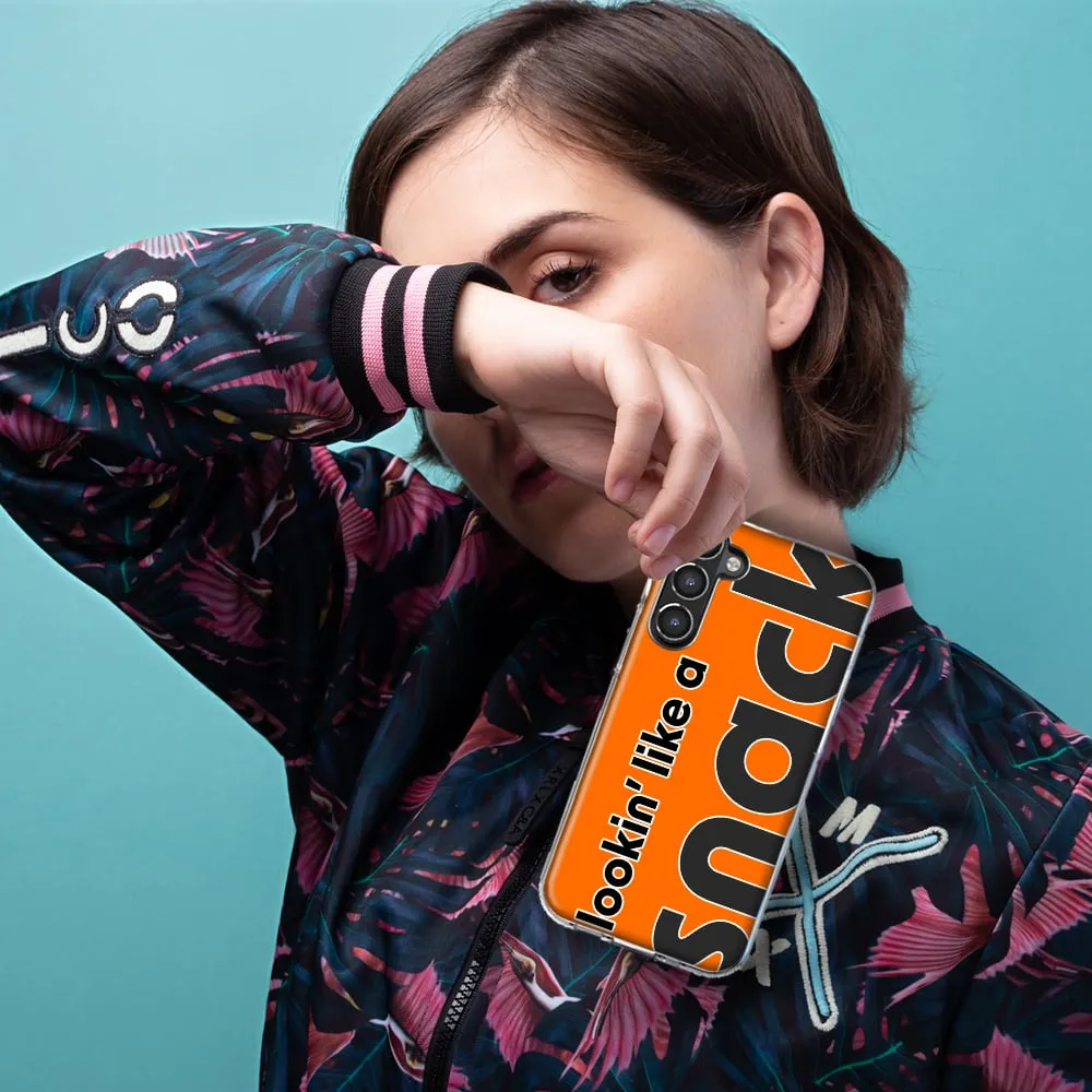 For Samsung Galaxy A71 4G Orange Clear Funny Text Quote Snack Design Hybrid Protective Phone Case Cover