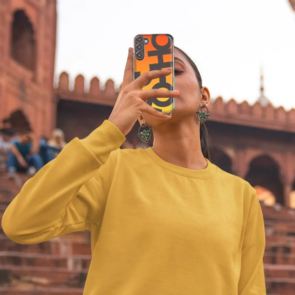 For Samsung Galaxy A72 Orange Yellow Clear Funny Text Quote Fosho Design Hybrid Protective Phone Case Cover