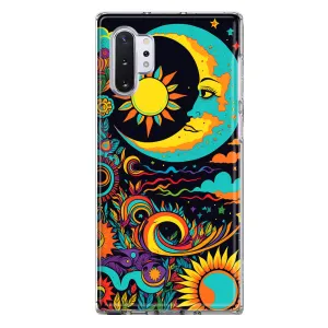 For Samsung Galaxy Note 10 Neon Rainbow Psychedelic Indie Hippie Indie Moon Hybrid Protective Phone Case Cover