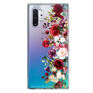 For Samsung Galaxy Note 10 Plus Red Summer Watercolor Floral Bouquets Ruby Flowers Design Hybrid Protective Phone Case Cover