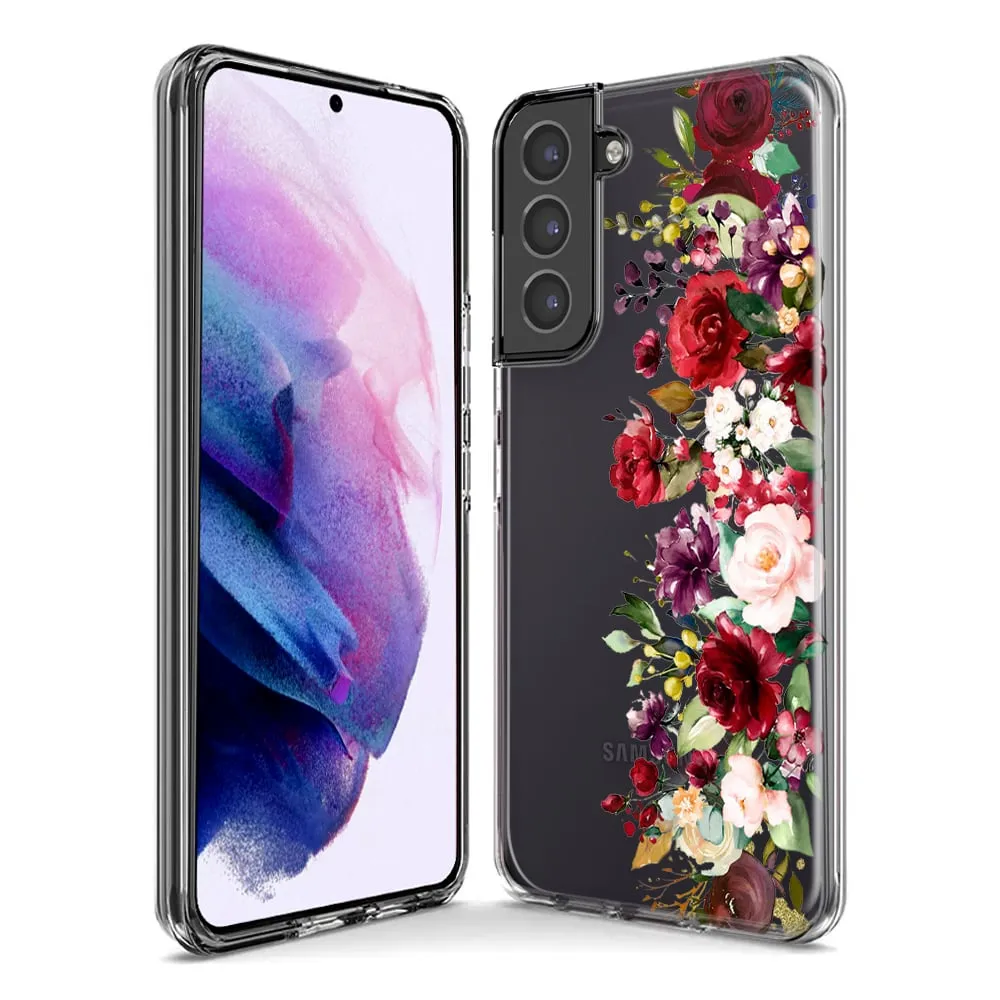 For Samsung Galaxy Note 10 Plus Red Summer Watercolor Floral Bouquets Ruby Flowers Design Hybrid Protective Phone Case Cover