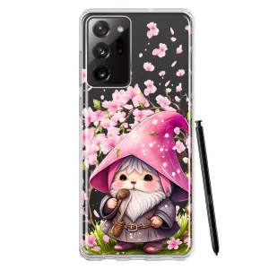 For Samsung Galaxy Note 20 Ultra Cute Pink Cherry Blossom Gnome Spring Floral Flowers Double Layer Phone Case Cover