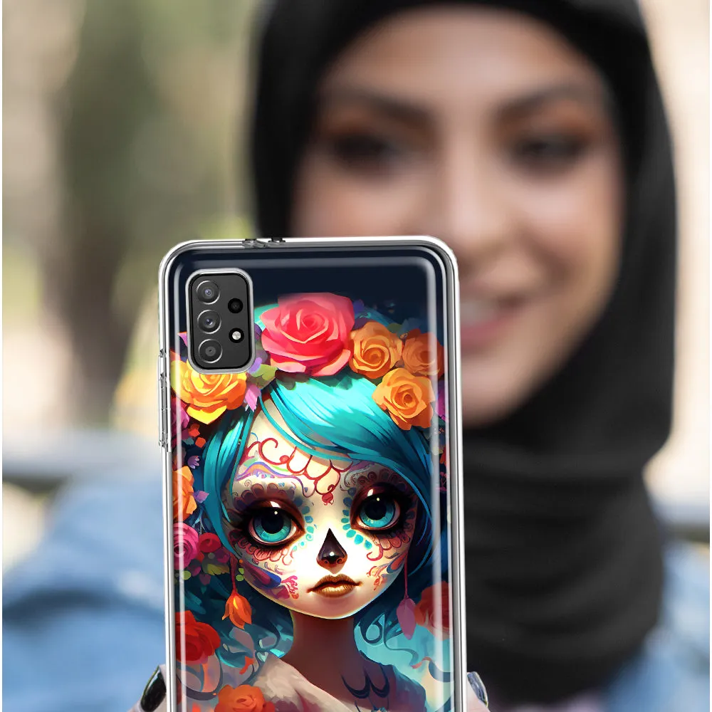 For Samsung Galaxy Note 9 Halloween Spooky Colorful Day of the Dead Skull Girl Design Hybrid Protective Phone Case Cover