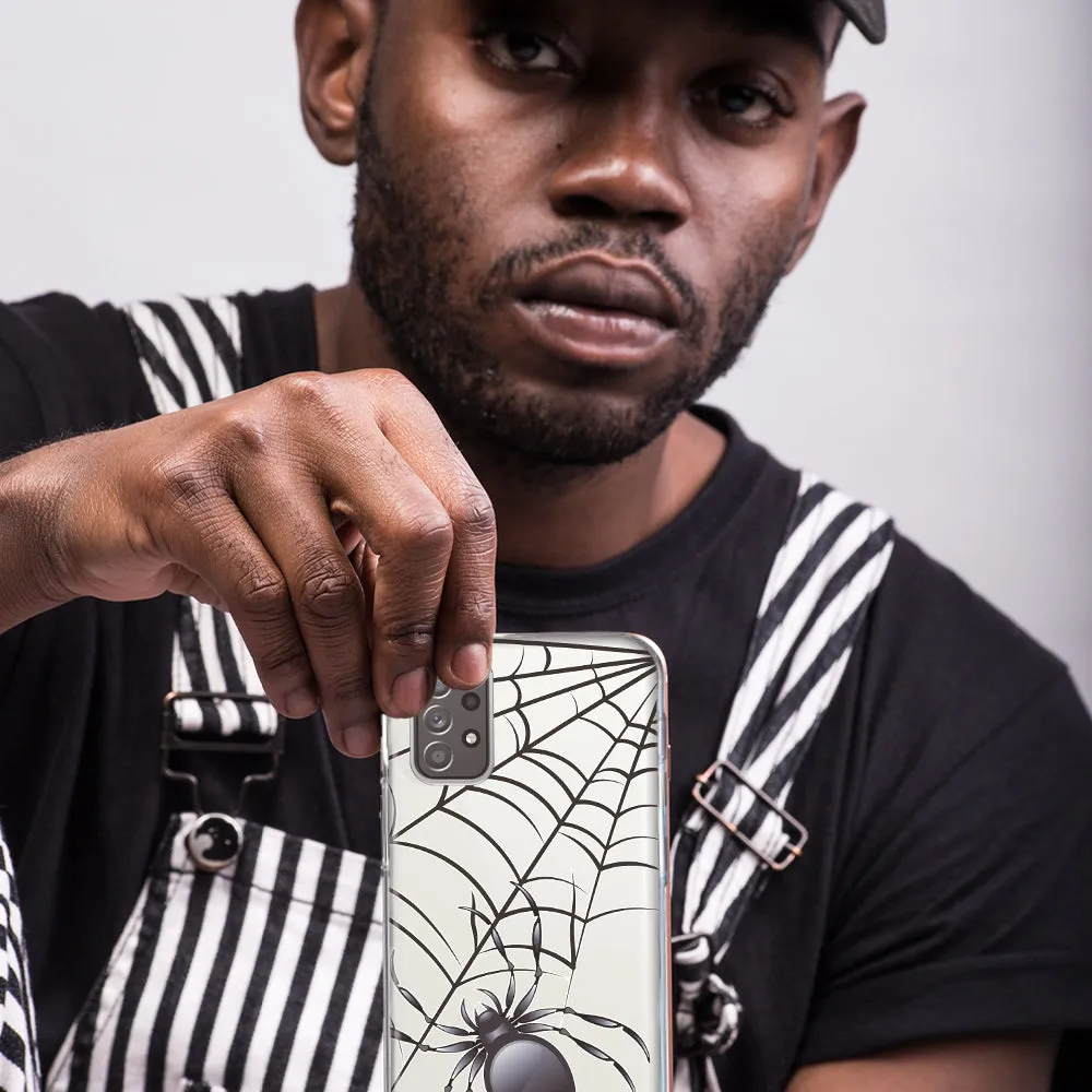 For Samsung Galaxy S10 Creepy Black Spider Web Halloween Horror Spooky Design Hybrid Protective Phone Case Cover